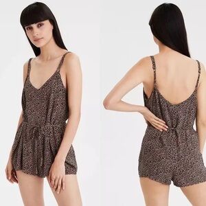 American Eagle Outfitters AE Brown & Black Leopard Print Sleeveless Romper - S